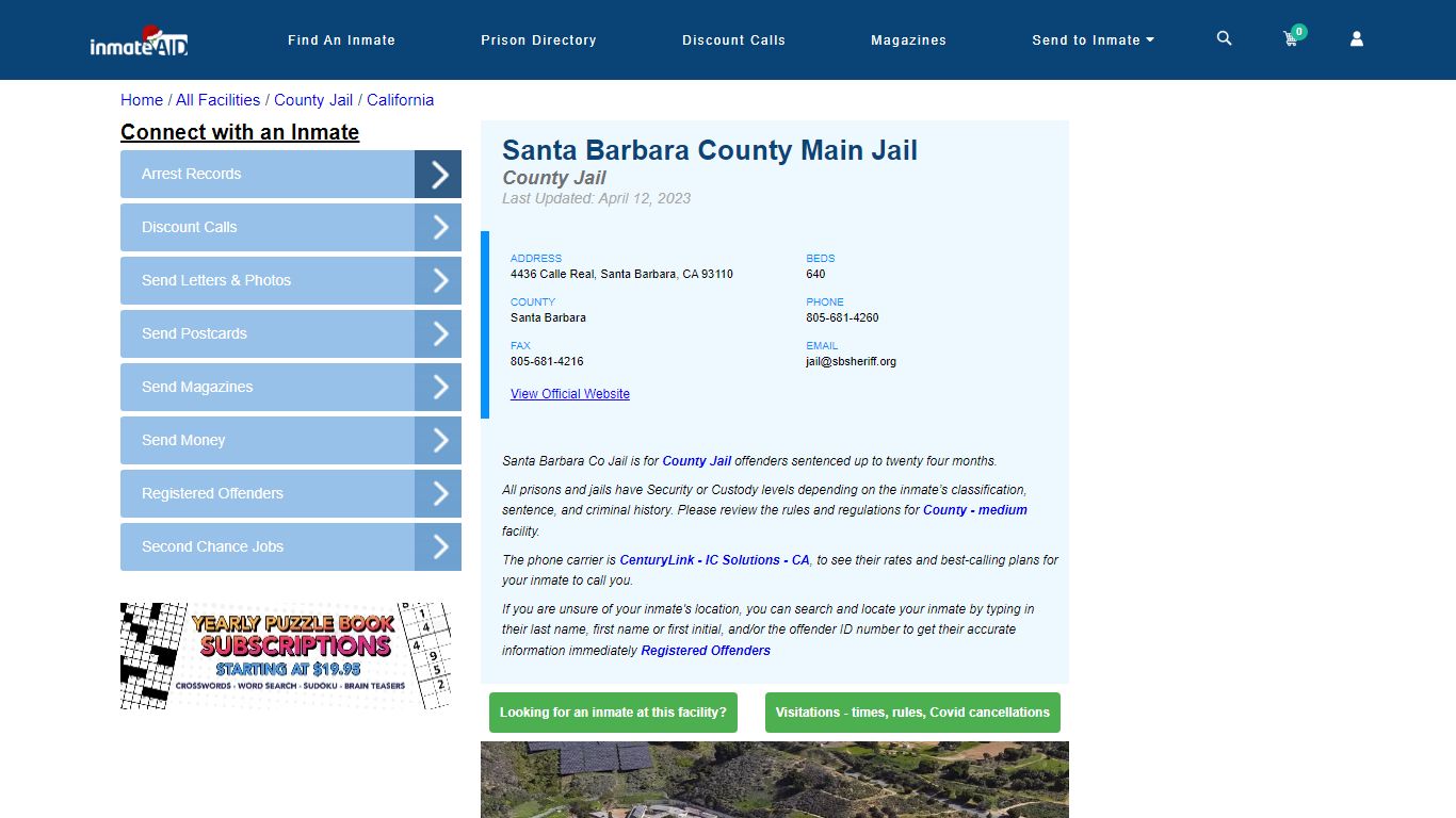 Santa Barbara County Main Jail - Inmate Locator - Santa Barbara, CA
